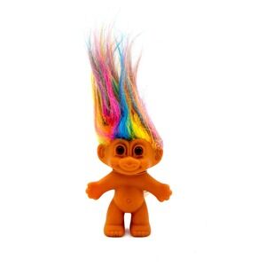 Vintage 1990s‎ Rainbow Troll Doll Rainbow Hair with Tag 90s Good Luck